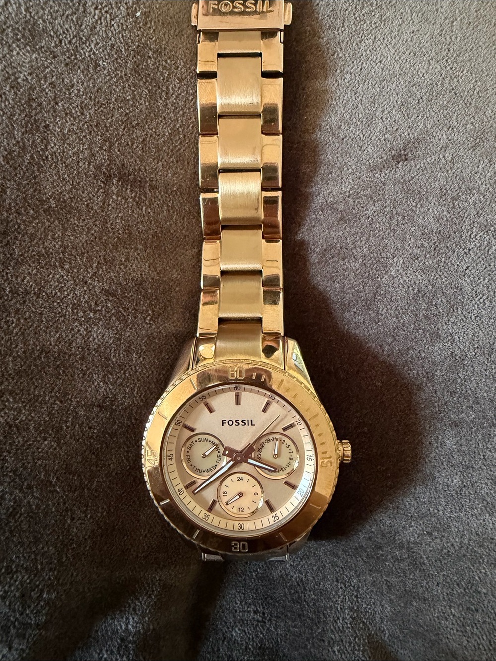 Fossil Gold Tone Watch with White Dial